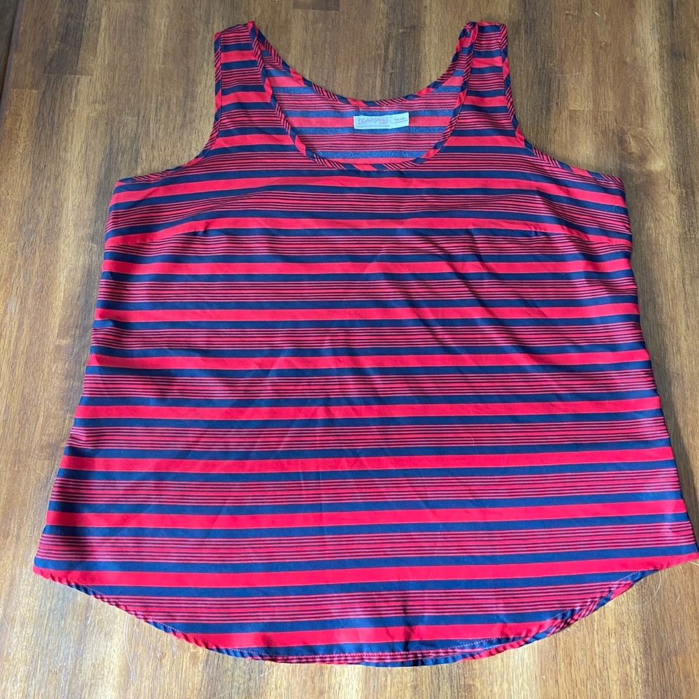 Faded Glory Nautical Blue Red Stripe Tank Top, XXL